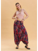 Red Bohemian Shalwar with Elastic Waist and Gipe Detail 4536